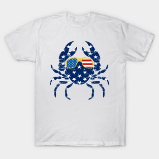 4th of July T Shirt Crab Fisherman American Flag Vintage T-Shirt